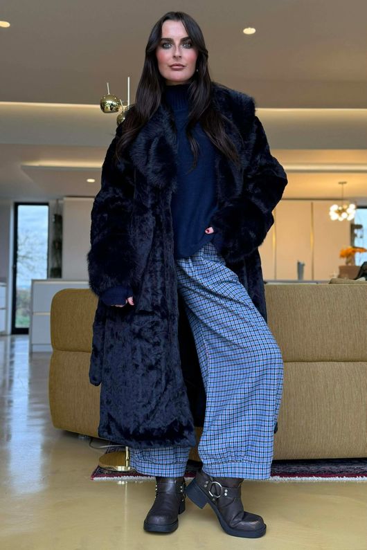 Verbier Premium Faux Fur Coat Midnight